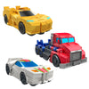 Transformers Toys 1-Step Flip Heroes 3-Pack, 4-Inch Wheeljack, Bumblebee, and Optimus Prime Action Figures for Kids Age 6 and Up (Amazon Exclusive)