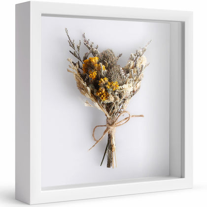 Califortree 8x8 Shadow Box Frame - Memory Box Display Case for Memorabilia Flower Awards Medals Wedding Photos and Keepsake, White