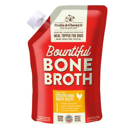 Stella & Chewy's Bountiful Bone Broth Cage-Free Chicken Recipe Meal Topper for Dogs, 16 Oz. Resealable Pouch
