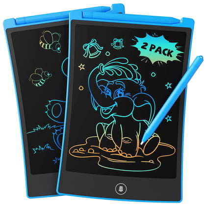 TEKFUN 2 Pack LCD Writing Tablet with Stylus, 8.5in Erasable Doodle Board Mess Free Drawing Pad for Kids, Car Trip Educational Toys Birthday for 3 4 5 6 7 Girls Boys (2*Blue)