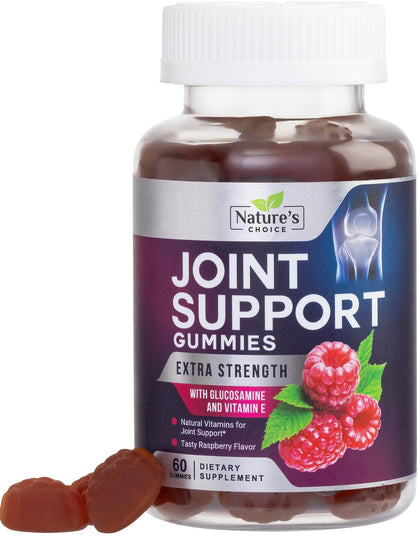 Joint Support Gummies Extra Strength Glucosamine Gummy with Vitamin E - Naturally Assists Cartilage & Flexibility - Best Support Chew for Men and Women - 60 Gummies