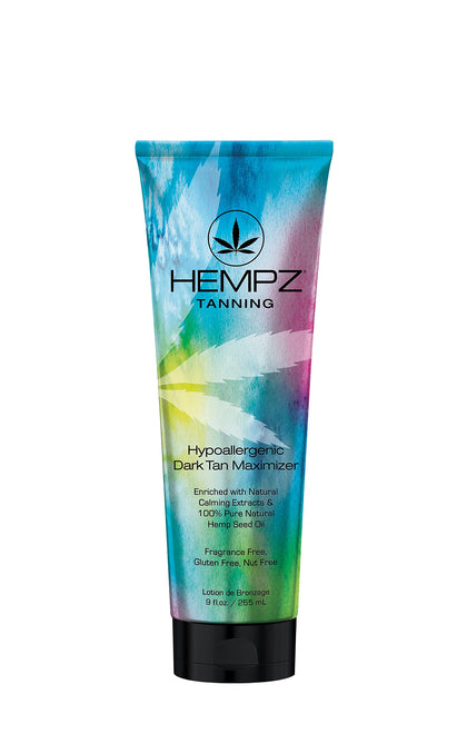 HEMPZ Hypoallergenic Dark Tan Maximizer - Herbal Moisturizing Self Tanning Lotion - Fragrance Free for Tanning Beds, Beach, Sun 9 Fl OZ