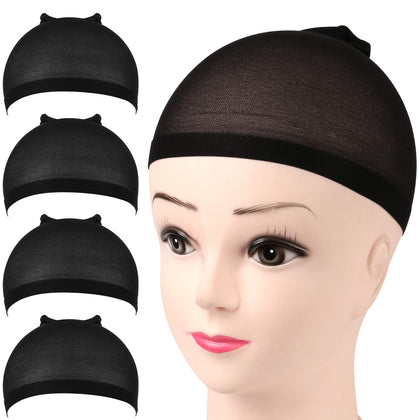 FANDAMEI Wig Cap, Nylon Wig Caps, 4 Pieces Stocking Wig Caps for Women (Black?