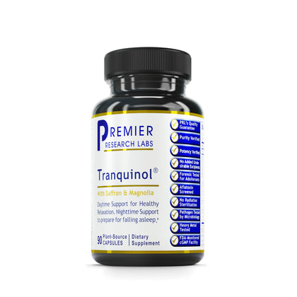 Premier Research Labs Tranquinol - Supports Calm Mind & Neurotransmitter Balance - Deep Sleep Support - with Magnesium, Turmeric, Lemon Balm & Saffron Extract - Pure Vegan - 90 Plant-Source Capsules