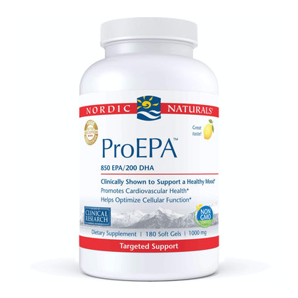 Nordic Naturals ProEPA, Lemon - 180 Soft Gels - 1210 mg Omega-3 - High-Intensity EPA Formula for Healthy Mood, Heart Health & Cellular Function - Non-GMO - 90 Servings
