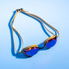 Arena Python Racing Swim Goggles for Men and Women, UV Protection, Anti-Fog, Dual Strap, Mirror Lens, Copper/White