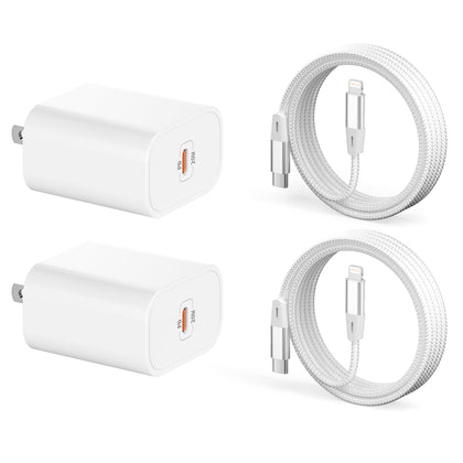 iPhone Charger Fast Charging [MFi Certified] 2 Pack 20W PD USB C Wall Charger Adapter with 2 Pack USB C to Lightning Cable Compatible for i Phone 14 13 12 11 Pro Max XR XS X and More