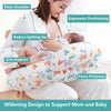 AMASKY Nursing Pillow for Breastfeeding with 2 Removable Cotton Covers,Plus Size Ergonomic Breastfeeding Pillows,More Support for Mom and Baby,Machine Washable,White & Blue