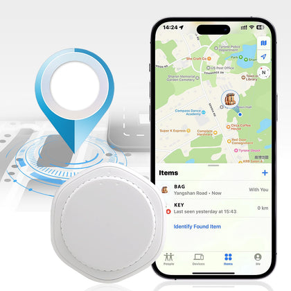 GPS Tracker - Mini GPS Tracker Locator Real-Time with Waterproof Case - No Monthly Fee - Works with Apple Find My (iOS Only) - Hidden Tracking Device for Kids, Elderly, Pet, Clothing, Bag, Luggage