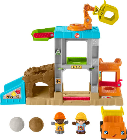 Fisher-Price Little People Toddler Learning Toy Load Up n Learn Construction Site Playset with Dump Truck for Ages 18+ Months