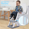 Toddler Potty Training Seat with Ladder, Babevy Upgraded Triangle Design Toddler Toilet Seat for Kids, with PU Cushion 6-Leves Height Adjustment Foldable Potty Seat for Toilet Boys Girls, Deep Grey