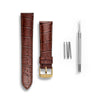 WOCCI 20mm Watch Band, Italian Leather, Embossed Alligator Grain, Gold Buckle (Brown)