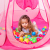 DISHIO Pop Up Princess Play Tent With Star Lights - Ball Pit with 50 Balls for Toddlers - Indoor & Outdoor Playhouse Gift for 1-3 Year Old Girls