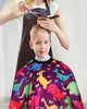 Kids Barber Cape with Neck Duster Brush, Professional Salon Hair Cutting Cape with Adjustable Snap Closure(Cartoon Dinosaur)