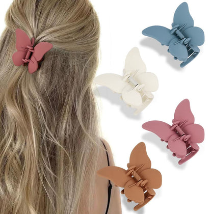 ATODEN Butterfly Hair Clips Butterfly Clips Hair Claw Clips for Girls 2.6'' Hair Clips for Women 4Pcs Claw Clip Matte Hair Claws Butterflies Accessories Hair Clamps Jaw Clips for Thin and Medium Hair Gifts for Women