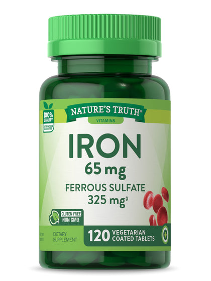 Ferrous Sulfate Iron Supplement | 65 mg | 120 Tablets | Non-GMO, Gluten Free | by Nature's Truth