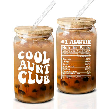 Christmas Gifts For Aunt From Niece, Nephew - Cool Gifts For Aunt, New Aunt, Auntie, Sister - Aunt Birthday Gift, Aunt Announcement, Promoted To Aunt, Best Aunt Ever - 16 Oz Coffee Glass