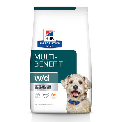 Hill's Prescription Diet w/d Multi-Benefit Digestive/Weight/Glucose/Urinary Management Chicken Flavor Dry Dog Food, Veterinary Diet, 8.5 lb. Bag