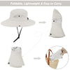 Women's Outdoor UV-Protection-Foldable Sun-Hats Mesh Wide-Brim Beach Fishing Hat with Ponytail-Hole (Beige)