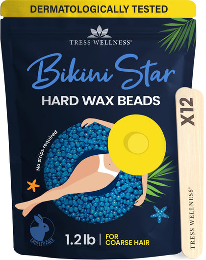 Tress Wellness Hard wax beads for hair removal - For sensitive skin - Bikini Star 1.2lb