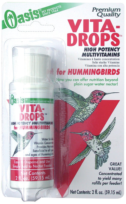 OASIS Hummingbird Vita Drops High Potency Multivitamins - Wild Bird Nutritional Supplement, Promotes Brilliant Color & Feathering, Revitalizes Incoming Migrant Birds, 2-Ounces