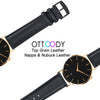 OTTOODY Leather Watch Bands Strap Quick Release, Elegant & Soft Top Grain Genuine Leather Watch band for Men Women, 22mm 21mm 20mm 18mm 16mm Replacement Straps for Watch & Smartwatch, Black Buckle