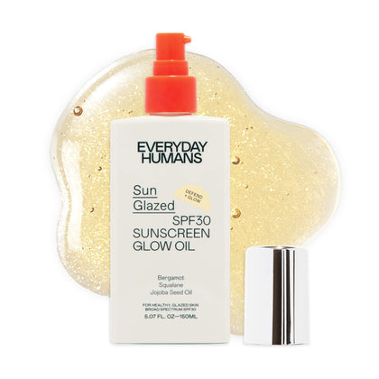EVERYDAY HUMANS Sun Glazed | SPF 30 Sheer Body Glow Oil Sunscreen with Gold Shimmer Mica, 5.1oz | Sweat and Water Resistant | Non-Greasy, Moisturizing with Squalane, Jojoba Oil | Citrus Scent