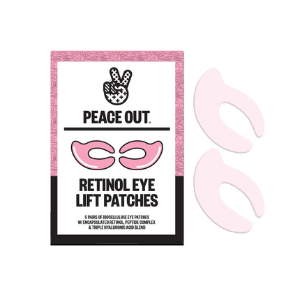 Peace Out Retinol Eye Patches for Puffy Eyes, Under Eye Mask for Dark Circles, Above and Under Eye Care for Fine Lines & Wrinkles, 5 Pack