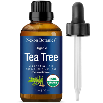 Organic Tea Tree Oil 30 ml - 100% Natural, Pure Essential Oil for Hair, Face, Skin Use, Scalp, Acne - Essential Oils for Aromatherapy, Diffuser, Humidifier - Nexon Botanics