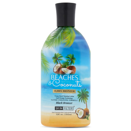 Skin Filter Beaches and Coconuts Tanning Lotion - 10,000X Tanning Lotion - Tanning Lotion with Anti-Orange Technology and Tattoo Protection Nourishing Ingredients