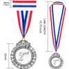 MOMOONNON 12 Pieces Metal Winner Gold Silver Bronze Award Medals with Red White Blue Neck Ribbon, Olympic Style, 2 Inch
