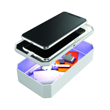 First Health UV Light Sanitizer | 10 Watt Wireless Charger | UV Sterilizer Box for Smartphone | Kills Germs Viruses & Bacteria UV-C Light Disinfector - Fits Phones up to 7