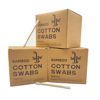 XL Bamboo Cotton Swabs 900ct, Natural Cotton Buds with Larger Tips for Personal Care?3 Pack Biodegradable Cotton Tips