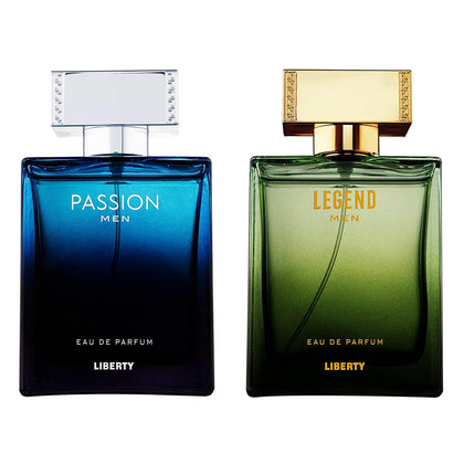 Liberty Luxury Men's Perfume Gift Set - Legend and Passion (100ml/3.4Oz each) Eau De Parfum (EDP), Designed in France, Long Lasting Smell.