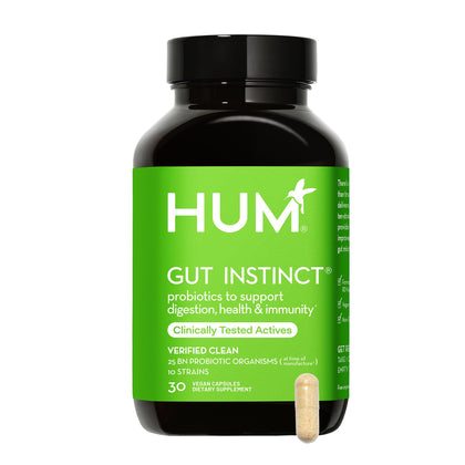 HUM Gut Instinct (30-Day Supply) - Daily Probiotics for Digestive Health for Women and Men - Lactobacillus + Bifidobacterium Strains for Bloating, Immune Support + Healthy Gut Diversity