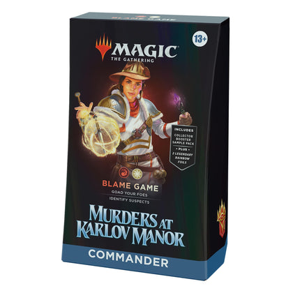 Magic: The Gathering Murders at Karlov Manor Commander Deck - Blame Game (100-Card Deck, 2-Card Collector Booster Sample Pack + Accessories)