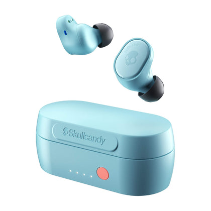Skullcandy Sesh Evo In-Ear Wireless Earbuds, 24 Hr Battery, Microphone, Works with iPhone Android and Bluetooth Devices - Bleached Blue