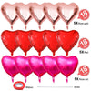 Upgraded Rose Gold and Red Balloons - Pack of 15 - Heart Shaped Foil Balloons for Valentines Day Wedding Birthday Bridal Shower Baby Shower Decorations