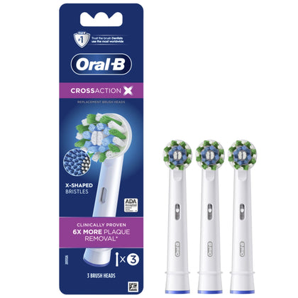 Oral-B Cross Action Electric Toothbrush Replacement Brush Heads Refill, 3 Count