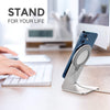 Aluminum Stand Holder for iPhone 15-13 Series - Compatible with MagSafe Charger and Accessories (Charger Not Included) - CreaDream - Silver