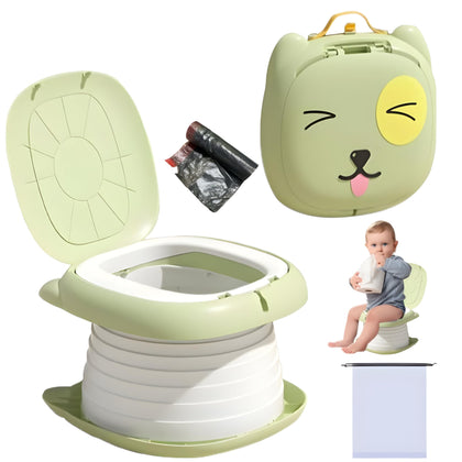 Al_hamara Foldable Potty, Portable Potty for Toddler Travel - Portable Toilet for Kids, Car Potty for Emergency, Ideal for Camping, Indoor & Outdoor Use with 15 Replacement Bags (Green)