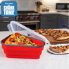 The Perfect Pizza Pack - Reusable Pizza Storage Container with 5 Microwavable Serving Trays - BPA-Free Adjustable Pizza Slice Container to Organize & Save Space, Red
