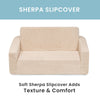 Delta Children Cozee Flip-Out Sherpa 2-in-1 Convertible Sofa to Lounger for Kids, Cream