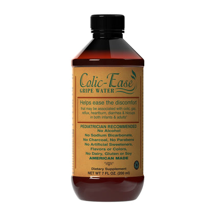 Colic-Ease Gripe Water for Infants - Natural Colic Relief for Newborns' Upset Tummy, Gas Pain - Herbal Remedy with 5 Essential Oils - No Activated Charcoal - Made in The USA - 7 fl. oz. Bottle
