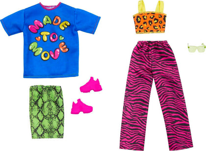 Barbie Clothes, Fashion and Accessory 2-Pack Dolls, 2 Vibrant Outfits with Styling Pieces for Complete Looks