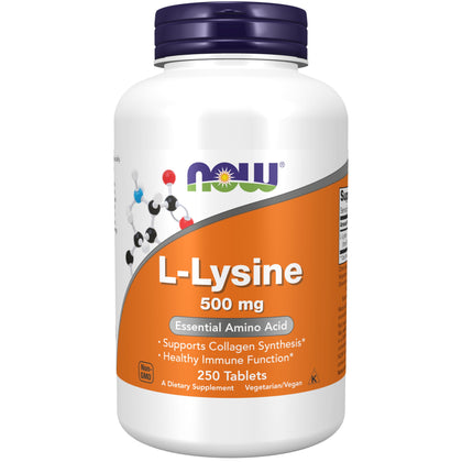NOW Supplements, L-Lysine (L-Lysine Hydrochloride) 500 mg, Amino Acid, 250 Tablets