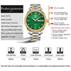 OLEVS Green Dial Diamond Watches for Men Waterproof Mens Best Fashion Business Casual Watch Calendar Week Analog Quartz Watch Stainless Steel Classic Wrist Watch
