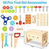 Wooden Kids Tool Set Toy for 2 3 4 5 Years Old Boy Girl, 36 Pcs Stem Montessori Toy for Kid 1-3, 2-4, Pretend Play Toddler Toys Inc Box, Learning Educational Construction Toy, Birthday Gift for Kids