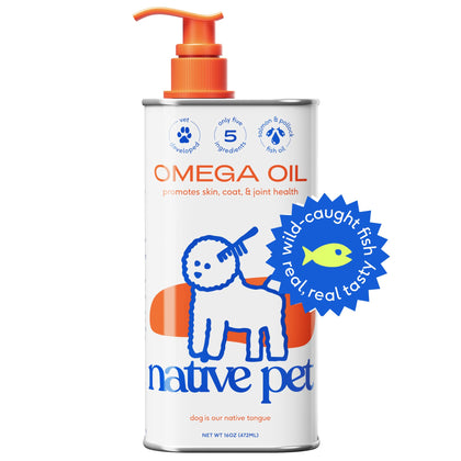 Native Pet Omega 3 Fish Oil Supplements with Omega 3 EPA DHA for Dogs Liquid Pump is Easy to Serve, Supports Itchy Skin + Mobility - a Fish Oil Dogs Love! (16 oz)