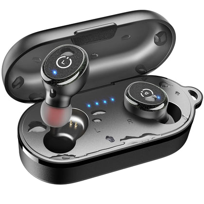 TOZO T10 Bluetooth 5.3 Wireless Earbuds with Wireless Charging Case IPX8 Waterproof Stereo Headphones in Ear Built in Mic Headset Premium Sound with Deep Bass for Sport Black